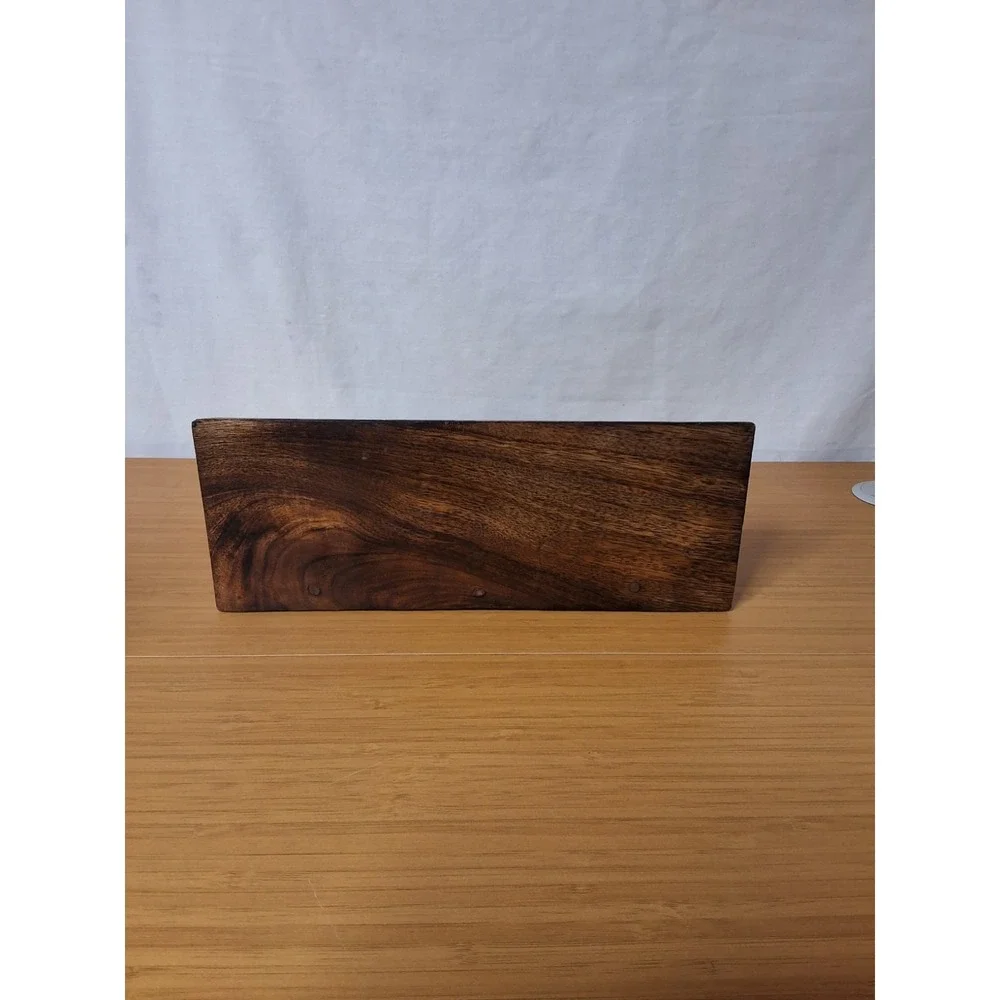 Vintage 1970s Indian Hand Carved Wood Floating Wall Shelf